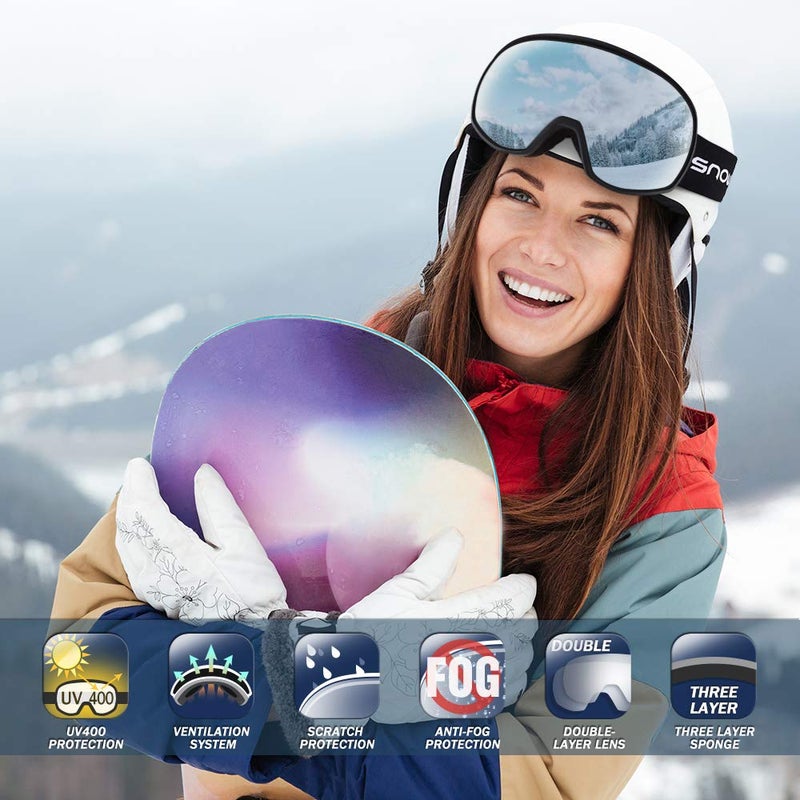 Snowledge Ski Snow Goggles for Men Women With UV Protection, Anti-Fog Dual Lens for Skiing Snowboarding - Image 5
